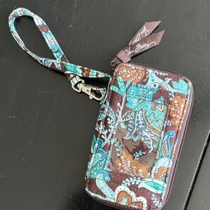 Vera Bradley Teal and Brown Phone Wristlet
